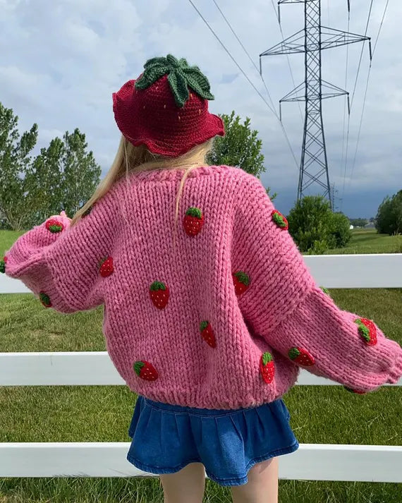 Strawberry Hot Pink Cardigan